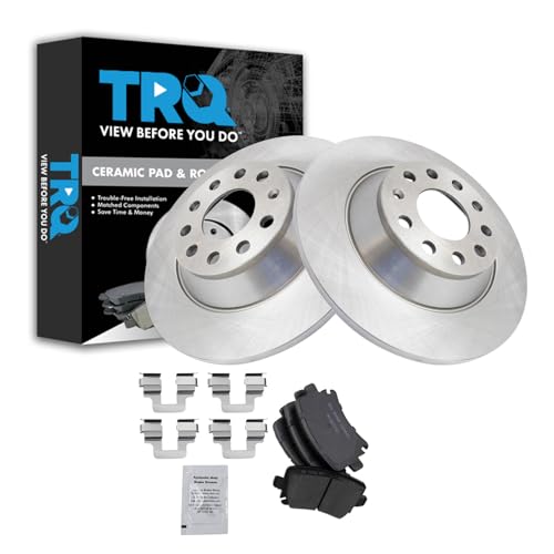 TRQ Rear Ceramic Brake Pad and Rotor Set Compatible with 2005-2011 Audi A6 Quattro 2006-2010 with 302mm Diameter Rear Rotors Models by TRQ - Used condition - US$31.71
