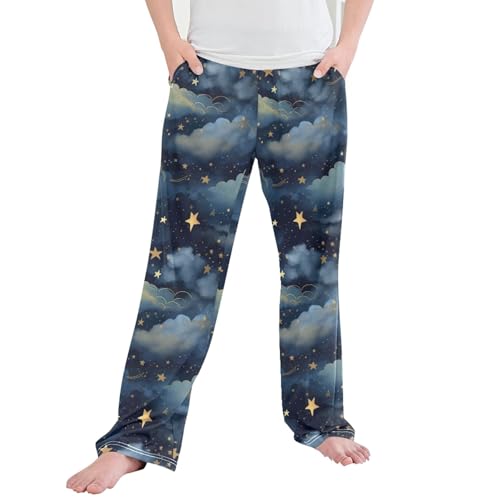Nebula Star Long Pajama Pants Elastic Waist PJ Bottoms with Pockets S A111105