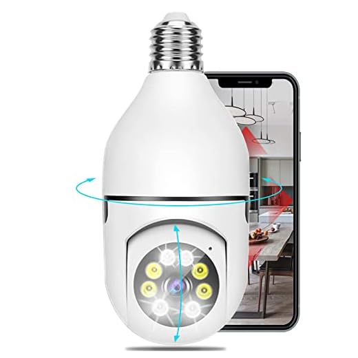 Câmera de segurança doméstica, 1080P HD wi-fi Lâmpada Inteligente Câmera de Segurança câmera ip 360 graus fisheye lâmpada câmera Base E27 com Visão Noturna bidirecional Rastreamento Automático YOOsee