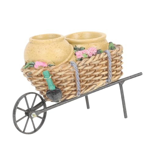 CLISPEED Maceta de Hierro Decorativa para Plantas Suculentas y Flores Soporte Pequeño para Jardín y Interior Diseño Creativo con Carrito Vintage para Oficina y Hogar