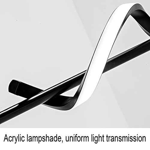 13W Modern Spiral Led Pendant Light Fixture, Cold White 5500K Minimalist Integrated Led Hanging Lamp, Adjustable Hanging Island Light Fixture For Bedroom Living Room Kitchen Sink, 1 Pack (Black) #TOP5