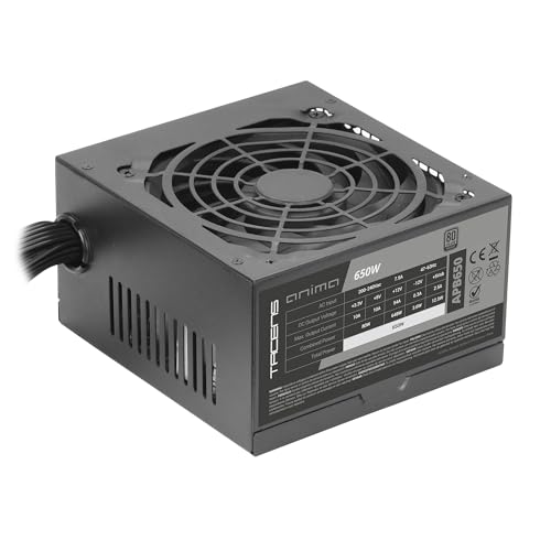 TACENS ANIMA APB650, Fuente Alimentación PC ATX 650W, Certificado 80Plus Bronze, 85% Eficiencia, Tecnologías SMD y DC-DC, Ventilador Ultra-silencioso 12cm, Cables Planos Extralargos, Negro