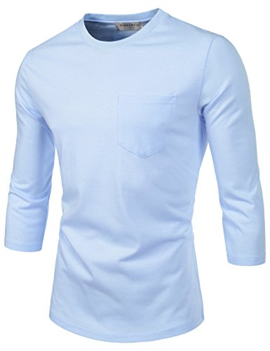 NEARKIN Unisex 3/4 Sleeve Front Pocket Roundneck Soft Casual Tshirts