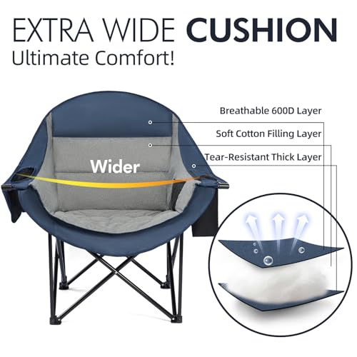 Image of Oversized Camping Chair for Adults 2 Pack - Heavy Duty Outdoor Padded Chair