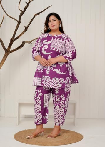 Image of Cord Set for Women Cotton |Plus Size A Line Kurta Set Stylish | Ethnic Dress Kurti Sets | Printed Dresses for Woman | Long Sleeves