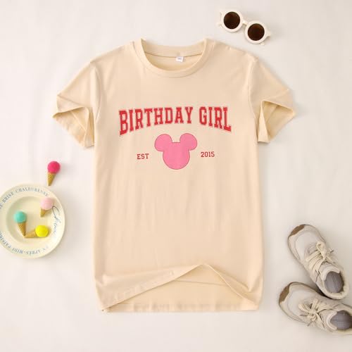 Image of GLIGLITTR 10th Birthday Girls Shirt 10 Year Old Birthday Girl Tshirt Est 2015 Kids Girl Ten Bday Party Short Sleeve Tee Tops