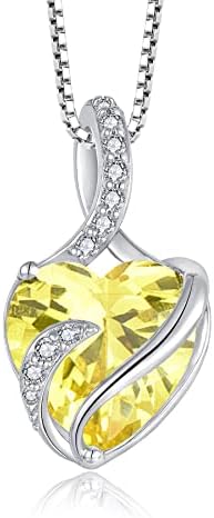 FJ Necklaces for Women 925 Sterling Silver Heart Birthstone Pendant Necklace Jewellery Gifts for Women Girls