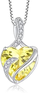 FJ Necklaces for Women 925 Sterling Silver Heart Birthstone Pendant Necklace Jewellery Gifts for Women Girls