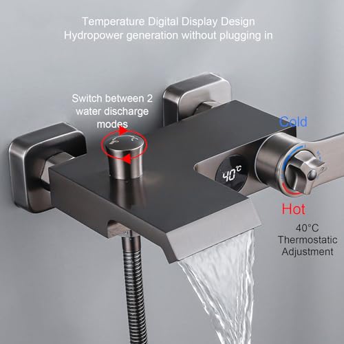 Mitigeur baignoire thermostatique 40°C avec douchette à main 3 modes - 4