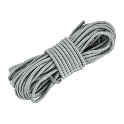 DMiotech 1/4 Inch Shock Cord, 50 Feet Grey Bungee Cord Tent Pole Shock Cord Round Elastic Kayak Rope Stretch String Marine Grade Heavy Polyester for DIY Projects Tie Downs