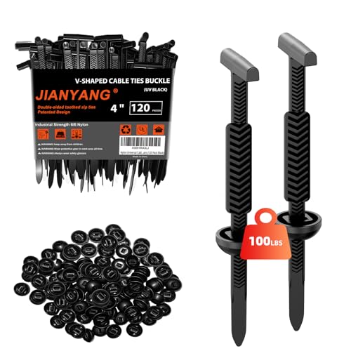 Nylon Universal Cable Tie Buckle Patented Design V-Shaped Heavy Duty Zip Ties Clips 100 LBS with Pin & Button Fixion Tools Automotive Plastic Rivet Mudguard Fasteners for Cars Daily Repair 120 Pack