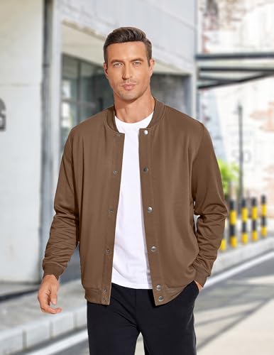 Image of COOFANDY Men's Casual Lightweight Jacket Baseball Letterman Snap Button Jacket