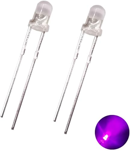 F3 - Lámpara de luz LED ultra brillante de 0.118 in (0.118 in), color verde, amarilloazulblancorojoUV, 395 nm, diodo emisor (rosa 100 ppcs)