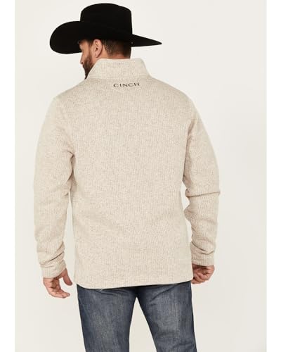 Cinch Men's Heather 1/4 Zip Pullover Cream Small US4