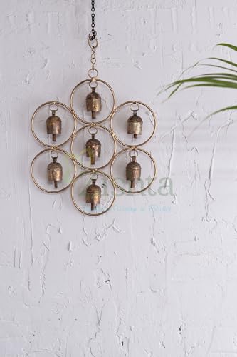 Zishta - Golring 7 Copper Wind Chimes for Home and Office |Home Decor Hanging Long Copper Bells | Ideal for Indoor and Outdoor Decoration to Enhance Positive Vibrations and Energy Flow - (7 Bells)