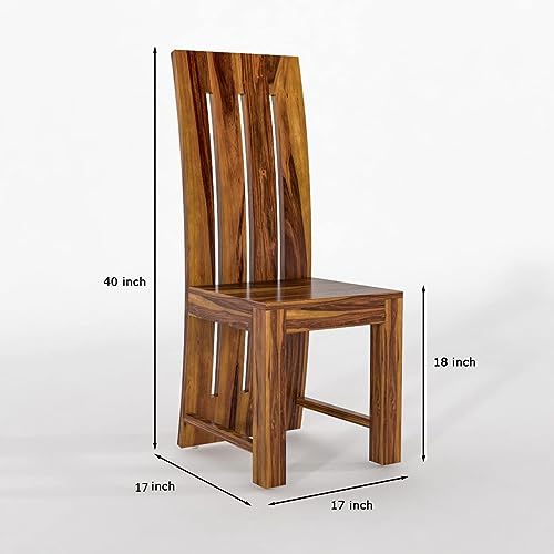 Image of Douceur Furnitures Solid Sheesham Wood 4 Seater Dining Table Set with Cushioned Chairs for Dining Room | Living Room | Home & Office | Hotels Restaurant & Cafe (Natural Brown Finish)