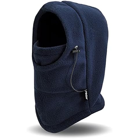 Meilzer Ski Mask for Men/Women Balaclava Face Mask Windproof Hood Adjustable Neck Warmer for Cold Weather Heavyweight, Navy Blue, One Size Cover