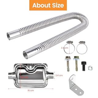 2.5CM/1in Inner Parking Air Heater Exhaust Pipe,300cm Stainless Steel Exhaust Pipe Parking Air Heater Fuel Tank Diesel Gas Vent Hose with Exhaust Muffler (300cm)