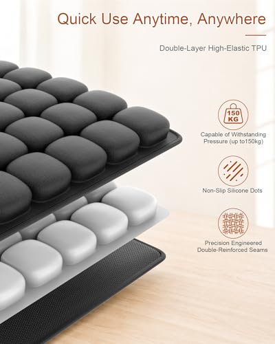 JQinHome Inflatable Seat Cushion with 42 Airbags, Press-Type Airplane Cushion for Long Flights, Portable Sondur Travel Cushion, Ergonomic Travel Seat Cushion for Airplane, Car, Office & Wheelchair — view 3