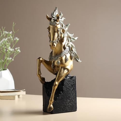 Image of ARMONIA Regal Horse Statue, Gold and Silver Finish, Premium European Design,Decor Accents for Luxury Room, Size 36 x 18 x 8 cm Decorative Figurine
