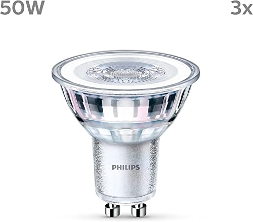 PHILIPS LED Classic GU10 Lampen 3-er Pack (50 W), Reflektor LED Spots mit warmweißem Licht… – Ansicht 2