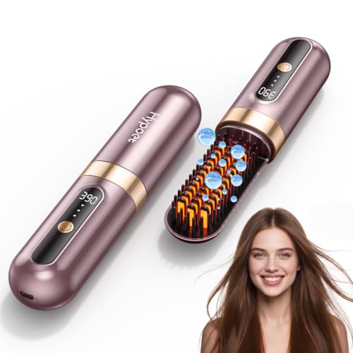 Cordless Hair Straightener Brush, Ionic & Anti-Frizz, Ceramic Tourmaline MCH Fast Heating, Anti-Scald, 4000mAh Type-C Fast Charging, Portable Hot Comb for Women