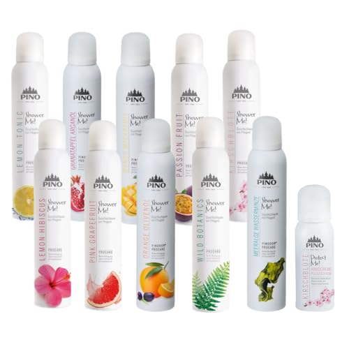 Pino Shower Me ! | jetzt mit kostenloser Handcreme | Duschschaum | Geschenkset | Alle10 Duftrichtungen im Set | Wellness | 10 x 200 ml