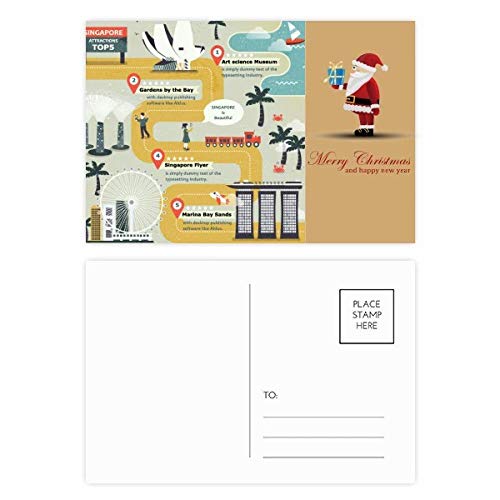 Cartes postales Singapour Père Noël pour décorer vos cadeaux de fête