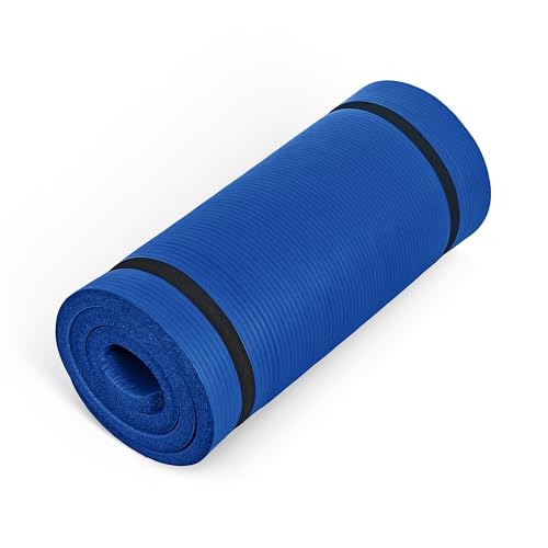 CAP Barbell Yoga Mat 1" Thick with Carrying Strap - High Density Exercise Mat for Yoga, Pilates, Stretching, Floor & Fitness Workouts - 74''x24''x1 | Blue by CAP Barbell - Used condition - US$25.38