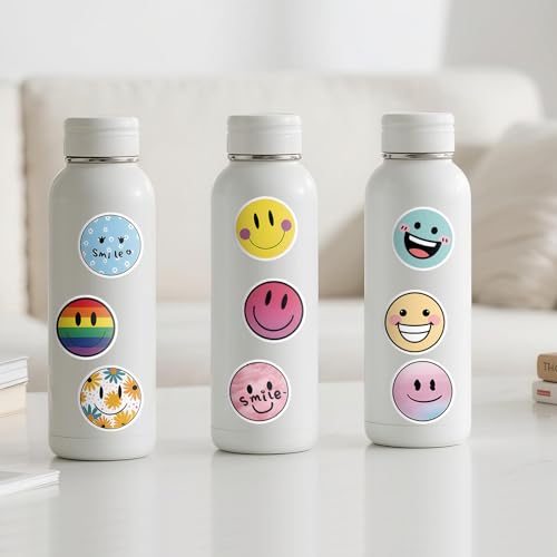 Pegatinas de cara sonriente de 2 pulgadas para evitar confusiones en termos y vasos 5