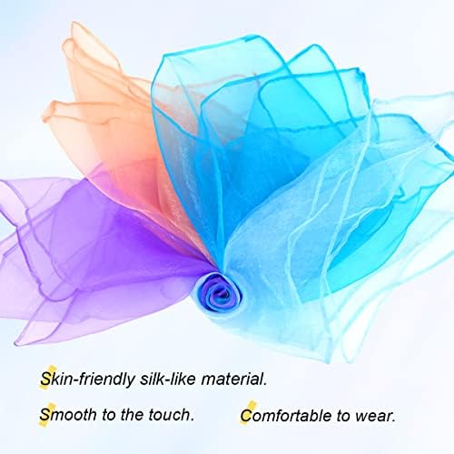 Luriseminger Sensory Scarves, 20pcs Scarves for Juggling Coloured Sensory Baby Scarves Dance Scarves for Children Adult - 60 x 60cm