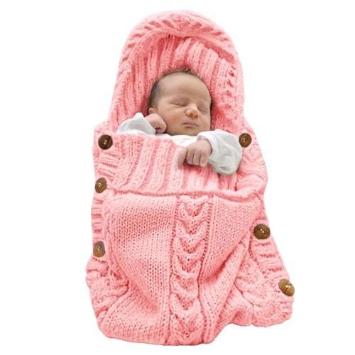 Image of XMWEALTHY Newborn Baby Wrap Swaddle Blanket Knit Wrap Blanket Bag Receiving Blankets Stroller Wrap for Baby Light Pink 0-6 Month