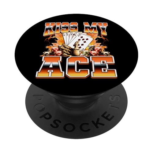 Kiss My Ace Poker Player Casino Gambling Style années 90 Bootleg PopSockets PopGrip Adhésif