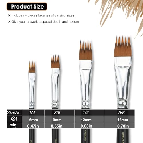 GACDR Paint Brush Comb Set - 4PCS Professional Grainer Brushes for Acrylic Painting, Oil & Watercolor - Texture Brushes for Artists & Beginners, Short Handle - Thumbnail 2