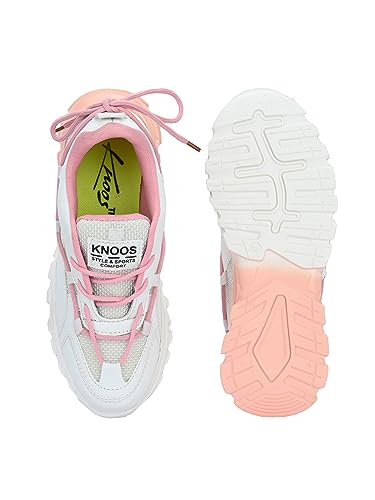 Image of KNOOS Stylish Trendy Lightweight Canvas Casual High Top Sneaker Shoes For Women's & Girls| Sneakers| White UK