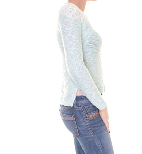 Girls' 7-16 Crochet-Shoulder High-Low Sweater in Mint (Large)2