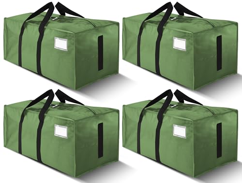 Image of HOMESURE Supports 200lbs Heavy Duty Moving Bags - Strong Zipper & Wrap-Around Handles - Water-Resistant Storage Totes, Durable Alternative to Moving Boxes - 4 Pack - Light OliveGreen