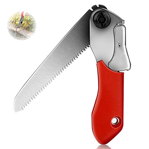 Folding Hand Saw Jhua Pruning Saw with Rugged 6 Inch Blades Camp Folding Saw Wood Saw with Ergonomic Handle Design and Plastic Case, Folding Hand Saws for Trees Pruning, Camping, Gardening, Hunting