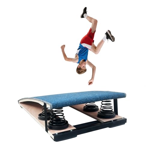 Adult Gymnastics Springboard for Vaulting and Tumbling Training â€“ 4-Spring and 9-Spring Models, Heavy-Duty Steel Frame, for Back Handspring & Tumbling Practice (blue, 4-Spring)