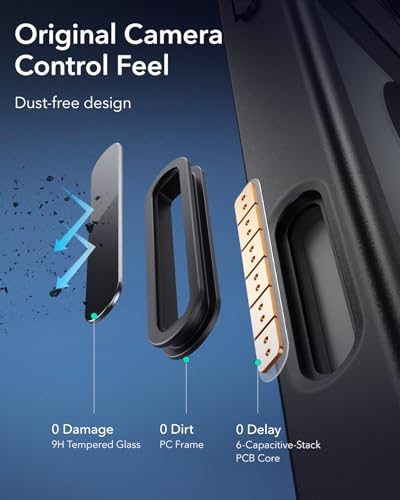 Image of ESR for iPhone 16 Pro Case, Camera Control Cover, Compatible with MagSafe, Shockproof Military-Grade Protection, Magnetic Phone Case for iPhone 16 Pro, Classic Hybrid Case, Clear Black