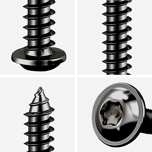 Drenky Holzschrauben Torx Schwarz,M4x30mm Blechschrauben Edelstahl Rostfrei A2 V2A 50 Stück Selbstschneidende Schrauben Schwarz Tellerkopfschrauben Vollgewinde