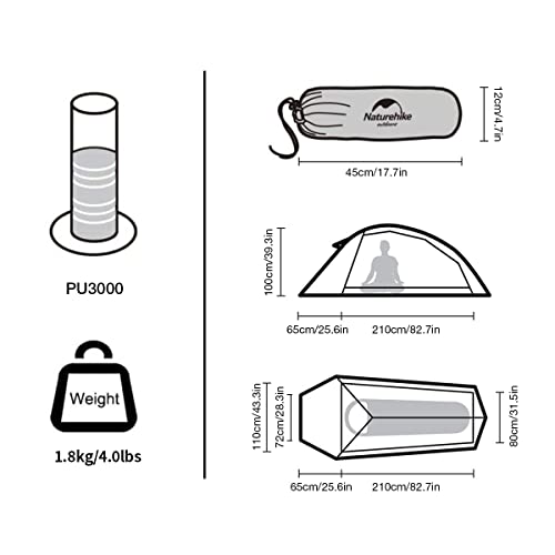 Naturehike Cloud up 1 Person Backpacking Tent Lightweight Camping Hiking Dome Tent for 1 Man (Orange Upgrade 210T) - Image 5
