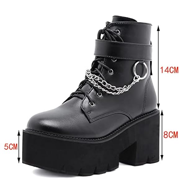 Punk platform voor dames laarzen modeketens fietser laarzen varen dikke hiel goth motorfiets enkelschoenjes