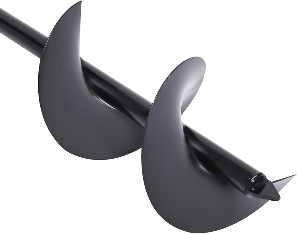 Hand Auger Post Hole Digger, Manual Garden Hole Digging Drill Bit, T Shaped Earth Planter Garden Fence Auger for Digging, Planting, Cultivating Black,1