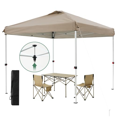 FLOUREE ワンタッチタープテント, キャンプ・スポーツイベント・商業イベント用, ポリエステル素材, ベージュ, 14.6kg, 290x290x270cm, UV保護99%, 炭素鋼フレーム, 防水