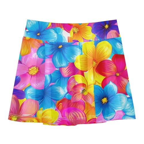 Girls' Shorts Athletic Skorts Toddlers Tennis Skirts Toddler Flowy Skort Floral Vibrant Colorful Flowers 3t2