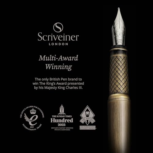 Image of Scriveiner Luxury Fountain Pen - Stunning Bronze Luxury Pen, Schmidt Gilded Nib (Fine), Converter, Best Pen Gift Set for Men & Women, Professional, Executive, Office, Nice Pens