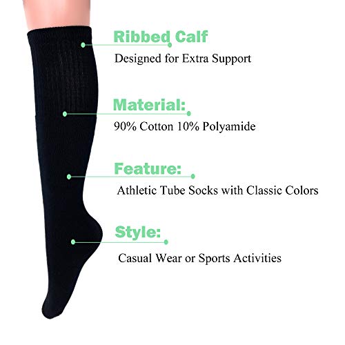AWS/American Made Black Tube Socks for Men Cotton Sport Socks 6 Pairs 9-153