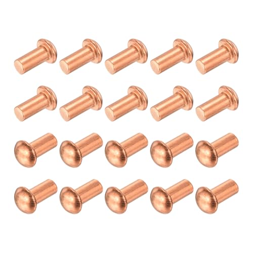 uxcell 50 Pcs 15/64" x 15/32" Round Head Copper Solid Rivets Fasteners