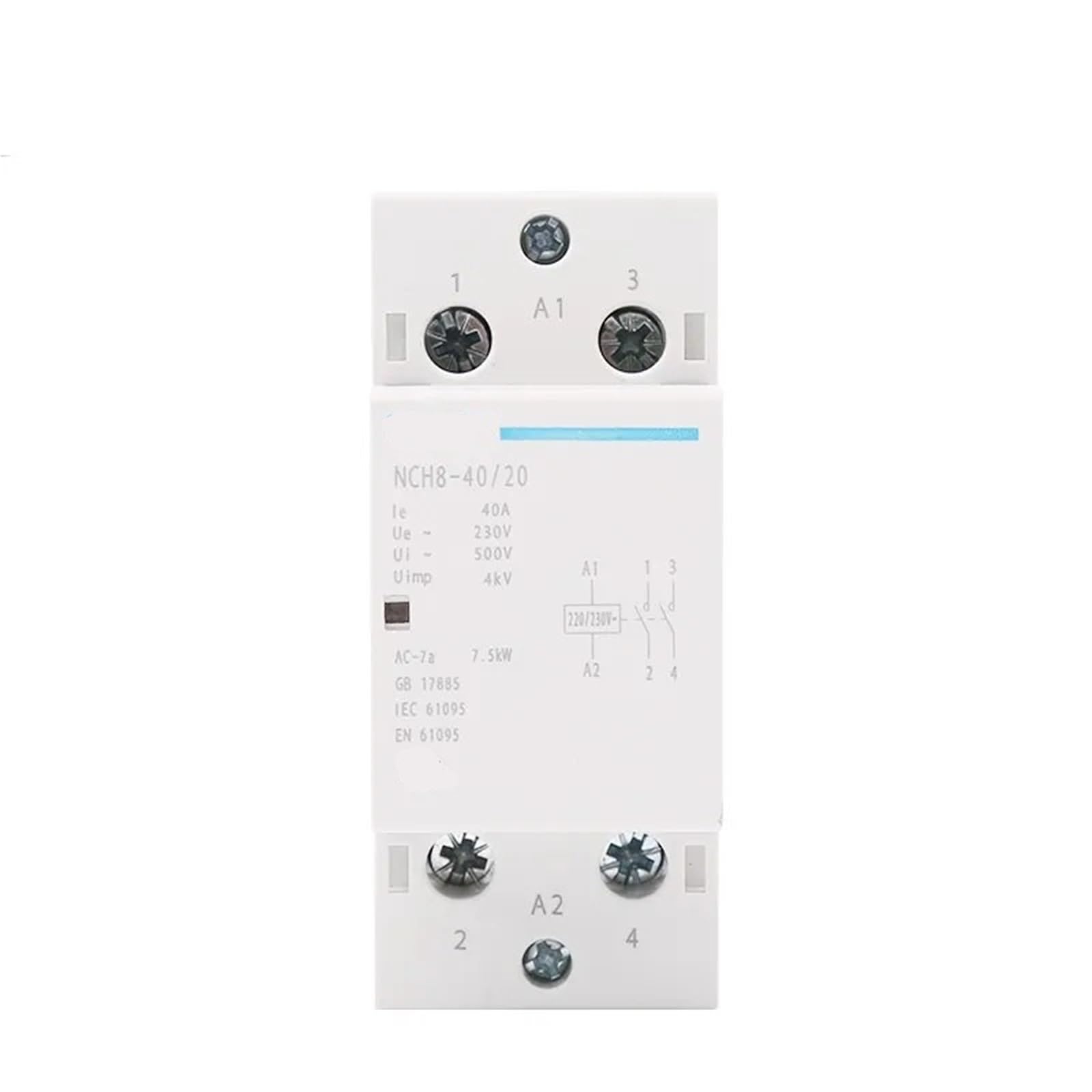 Contacteur CA NCH8 4P 63A 4NO rail DIN monophasé 220V pour tableau électrique